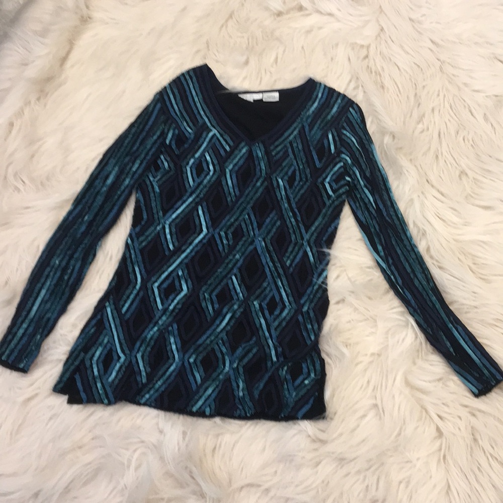 Blue and black blouse